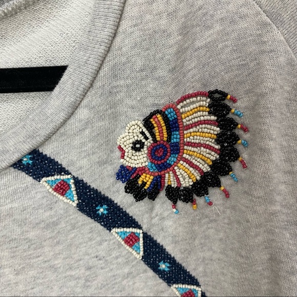 Ralph Lauren Denim & Supply Fringe Sweatshirt  gray, Beaded, Embroidered - Picture 5 of 12